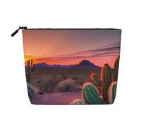 ENRPTY Cactus Desert Sunset Print Women'S Makeup Make Up Bag Zipper Pouch Travel Storage Pouch Large Capacity Purse