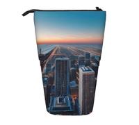 ENRPTY Chicago Illinois Usa 1 Print Telescopic Pencil Bag Big Capacity Pop Up Storage Makeup Bag For Office Supplies
