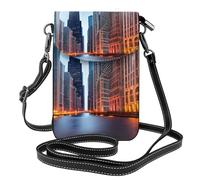 ENRPTY Chicago Illinois Usa Print Small Cell Phone Leather Purse Adjustable Shoulder Rope Crossbody Bags For Women