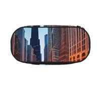 ENRPTY Chicago Illinois Usa Print With Zipper Compartments Stationery Pencil Bag Portable Cosmetic Storage Bag