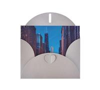 ENRPTY Chicago Night Print Pearlescent Paper Thank You Cards With Envelopes And Stickers For Holiday Greeting