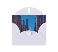 ENRPTY Chicago Night Print Pearlescent Paper Thank You Cards With Envelopes And Stickers For Holiday Greeting
