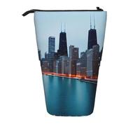 ENRPTY Chicago Print Telescopic Pencil Bag Big Capacity Pop Up Storage Makeup Bag For Office Supplies