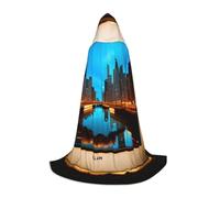 ENRPTY Chicago Reflected Print Hooded Cape For Teenagers Unisex Cosplay And Themed Parties Halloween Costume