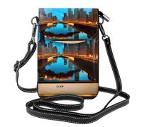 ENRPTY Chicago Reflected Print Small Cell Phone Leather Purse Adjustable Shoulder Rope Crossbody Bags For Women