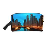 ENRPTY Chicago Reflected Print Travel Toiletry Zipper Storage Pouch For Women Men Portable Makeup Bag Purse