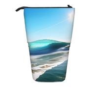 ENRPTY Clear Sky Wave Beach Print Telescopic Pencil Bag Big Capacity Pop Up Storage Makeup Bag For Office Supplies