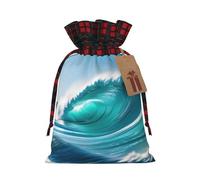 ENRPTY Clear Sky Wave Print Reusable Christmas Drawstring Bags For Christmas Parties Decorations Festivals