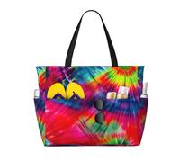 ENRPTY Color Tie Dye Print Large Capacity Beach Travel Bag With Zipper Lightweight Foldable For Vacation