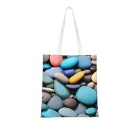 ENRPTY Colored Pebbles Print Canvas Tote Bag Reusable Shoulder Shopping Bags For Daily Use Shopping Travel