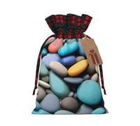ENRPTY Colored Pebbles Print Reusable Christmas Drawstring Bags For Christmas Parties Decorations Festivals