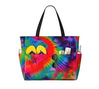 ENRPTY Colorful Tie Dye Pattern Print Large Capacity Beach Travel Bag With Zipper Lightweight Foldable For Vacation