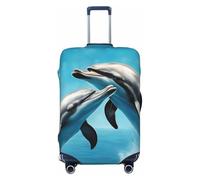 ENRPTY Dolphins In Love Print Suitcase Decoraitve Covers Washable Suitcase Cover Travel Luggage Accessories, Black, XL