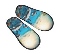 ENRPTY Dolphins Sea Turtle Shark Octopus Coral Print Lightweight Warm House Slippers Comfortable Indoor Slippers For Men And Women