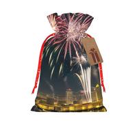 ENRPTY Fireworks Pattern Print Personalized Drawstring Gift Packing Bag For Anniversary Wedding Christmas