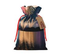 ENRPTY Fireworks Print Personalized Drawstring Gift Packing Bag For Anniversary Wedding Christmas