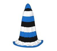 ENRPTY Flag Of Estonia Print Hooded Cape For Teenagers Unisex Cosplay And Themed Parties Halloween Costume