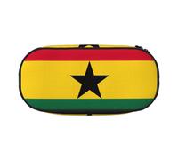 ENRPTY Flag Of Ghana Print With Zipper Compartments Stationery Pencil Bag Portable Cosmetic Storage Bag
