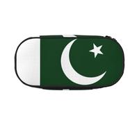 ENRPTY Flag Of Pakistan Print With Zipper Compartments Stationery Pencil Bag Portable Cosmetic Storage Bag