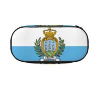 ENRPTY Flag Of San Marino Print With Zipper Compartments Stationery Pencil Bag Portable Cosmetic Storage Bag