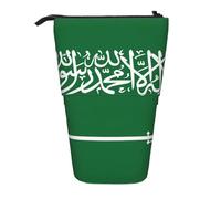 ENRPTY Flag Of Saudi Arabia Print Telescopic Pencil Bag Big Capacity Pop Up Storage Makeup Bag For Office Supplies