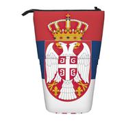 ENRPTY Flag Of Serbia Print Telescopic Pencil Bag Big Capacity Pop Up Storage Makeup Bag For Office Supplies