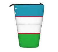 ENRPTY Flag Of The Republic Of Uzbekistan Print Telescopic Pencil Bag Big Capacity Pop Up Storage Makeup Bag For Office Supplies