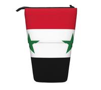 ENRPTY Flag Of The Syrian Arab Republic Print Telescopic Pencil Bag Big Capacity Pop Up Storage Makeup Bag For Office Supplies
