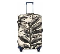 ENRPTY Floral Herbs Botanical Pattern Print Suitcase Decoraitve Covers Washable Suitcase Cover Travel Luggage Accessories, Black, L