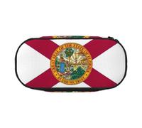 ENRPTY Florida State Flag Print With Zipper Compartments Stationery Pencil Bag Portable Cosmetic Storage Bag