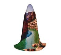 ENRPTY Grand Canyon Print Hooded Cape For Teenagers Unisex Cosplay And Themed Parties Halloween Costume, Black, S