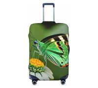 ENRPTY Green Leaf Colorful Butterfly Print Suitcase Decoraitve Covers Washable Suitcase Cover Travel Luggage Accessories, Black, M
