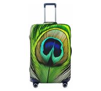 ENRPTY Green Peacock Feather Print Suitcase Decoraitve Covers Washable Suitcase Cover Travel Luggage Accessories, Black, M
