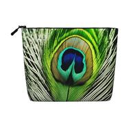 ENRPTY Green Peacock Feather Print Women'S Makeup Make Up Bag Zipper Pouch Travel Storage Pouch Large Capacity Purse