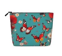 ENRPTY Hen Flying Butterflies Among Flowers Print Women'S Makeup Make Up Bag Zipper Pouch Travel Storage Pouch Large Capacity Purse