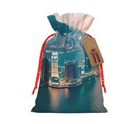ENRPTY Hong Kong Print Personalized Drawstring Gift Packing Bag For Anniversary Wedding Christmas