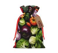 ENRPTY Introduction Of Various Vegetables Print Personalized Drawstring Gift Packing Bag For Anniversary Wedding Christmas
