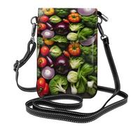 ENRPTY Introduction Of Various Vegetables Print Small Cell Phone Leather Purse Adjustable Shoulder Rope Crossbody Bags For Women