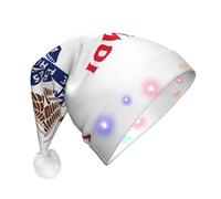 ENRPTY Iowa State Flag Print Plush Glowing Christmas Hat Party Headwear Funny Christmas Hat For Women And Men