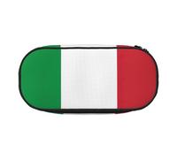ENRPTY Italian Flag Print With Zipper Compartments Stationery Pencil Bag Portable Cosmetic Storage Bag