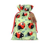 ENRPTY Ladybugs Cartoon Print Personalized Drawstring Gift Packing Bag For Anniversary Wedding Christmas