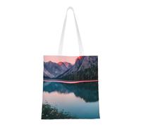 ENRPTY Lake And Sunset Print Canvas Tote Bag Reusable Shoulder Shopping Bags For Daily Use Shopping Travel