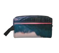 ENRPTY Lake And Sunset Print Travel Toiletry Zipper Storage Pouch For Women Men Portable Makeup Bag Purse
