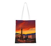 ENRPTY Las Vegas Sunset Print Canvas Tote Bag Reusable Shoulder Shopping Bags For Daily Use Shopping Travel