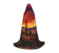 ENRPTY Las Vegas Sunset Print Hooded Cape For Teenagers Unisex Cosplay And Themed Parties Halloween Costume