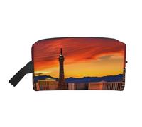 ENRPTY Las Vegas Sunset Print Travel Toiletry Zipper Storage Pouch For Women Men Portable Makeup Bag Purse