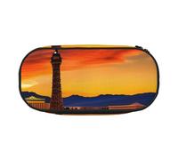 ENRPTY Las Vegas Sunset Print With Zipper Compartments Stationery Pencil Bag Portable Cosmetic Storage Bag