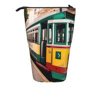 ENRPTY Lisbon Tram Pattern Print Telescopic Pencil Bag Big Capacity Pop Up Storage Makeup Bag For Office Supplies