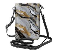 ENRPTY Luxury Marble Pattern Print Small Cell Phone Leather Purse Adjustable Shoulder Rope Crossbody Bags For Women