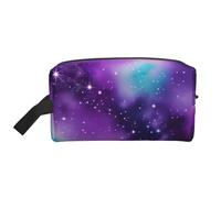 ENRPTY Magic Galaxy Sky Purple Print Travel Toiletry Zipper Storage Pouch For Women Men Portable Makeup Bag Purse